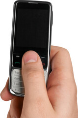 Hand Holding Mobile Phone Isolated