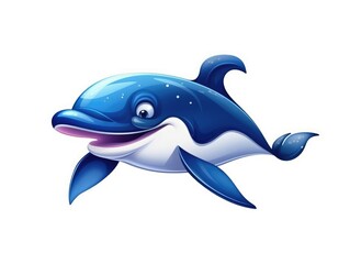 Whale in Cartoon Style on white background - generative AI