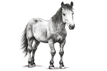 Naklejka na ściany i meble Cute Horse drawing on white background - generative AI