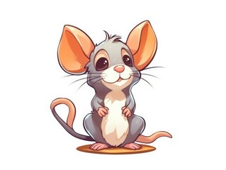 Rat in Cartoon Style on white background - generative AI