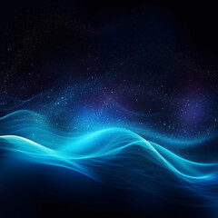 Abstract blue colors gradient shiny wave on noise black background Generative ai