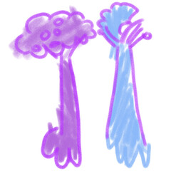 Fototapeta premium violet letter kid drawing lovely color minimal