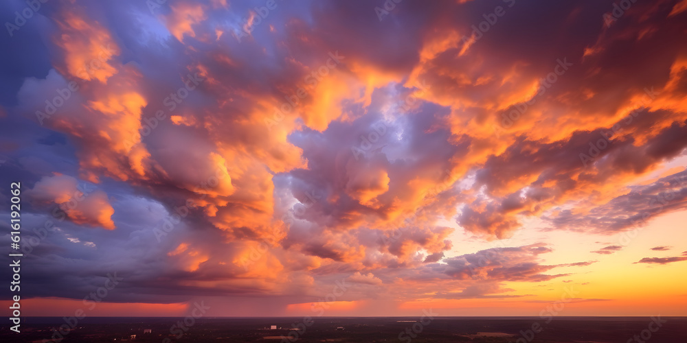 Wall mural golden hour, sunset in the sky