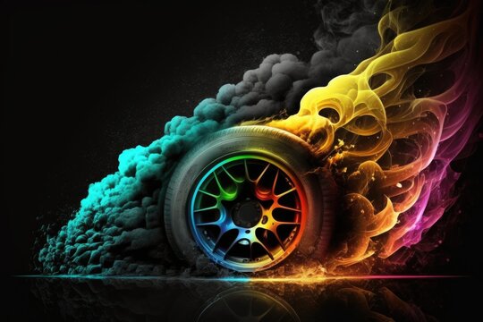 Drift Car Tyre Smoke Boys Wallpaper Mural