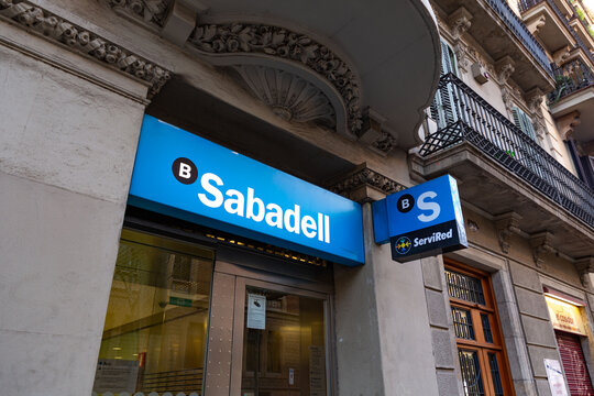 Barcelona branch of Banco de Sabadell, Spain