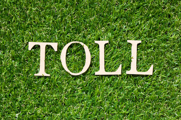 Wood alphabet letter in word toll on artificial green grass background
