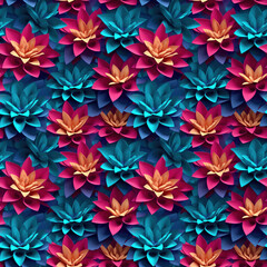 3d colour flowers stylish seamless pattern. Generative AI 1