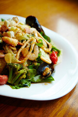 salad with seafood and vegetables