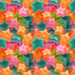 d jelly candy stars seamless pattern. Generative AI 2