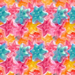 3d jelly candy stars seamless pattern. Generative AI 3