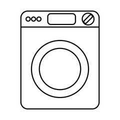 washing machine outline illustration on white background doodle