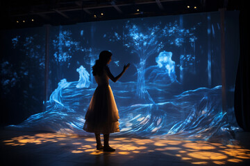 holographic projections enhancing storytelling by bringing characters and scenes to life Generative AI