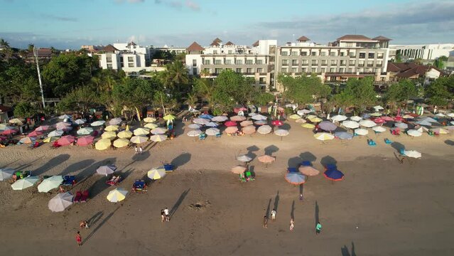 Aerial Bali Kuta Legian Beach during Sunset