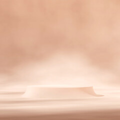 Obraz na płótnie Canvas in square minimal simple wall background, 3d rendering blank mockup white cylinder podium