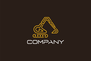 Creative logo design designated to a construction company. This logo design depicts an excavator made from simple lines. 