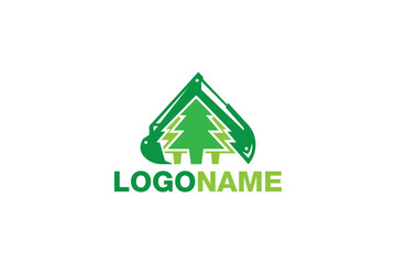 Creative logo design designated to a construction company. This logo design depicts an excavator and pine trees. 