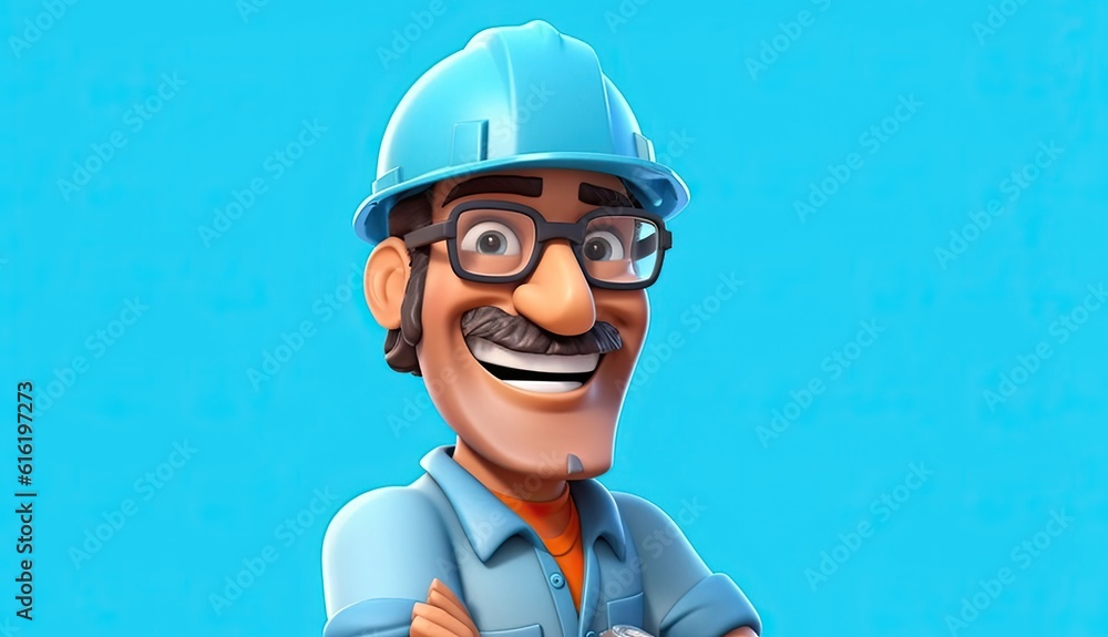 Poster caucasian man architect handsome background with copyspace generative ai