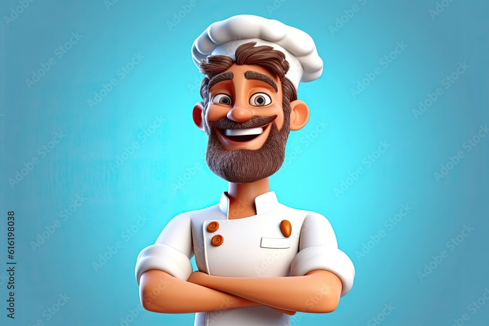 Poster caucasian man chef good looking background with copy space generative ai