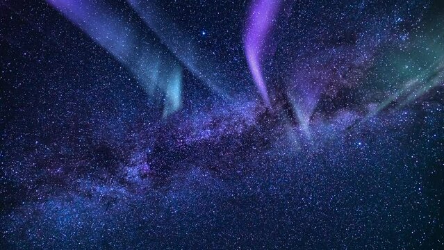Aurora Purple and Green Milky Way Galaxy Loop in East Sky