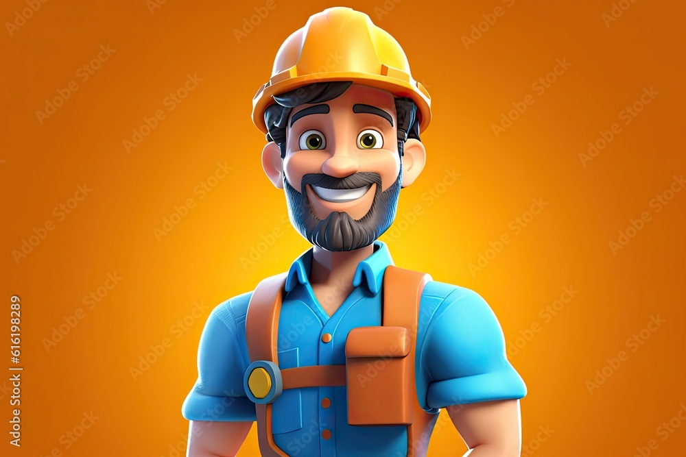 Poster caucasian man construction worker good looking backdrop with copy space generative ai