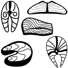 Beautiful hand drawn seafood elements with outline collection and modern line style design.Great for gift-wrap, poster card