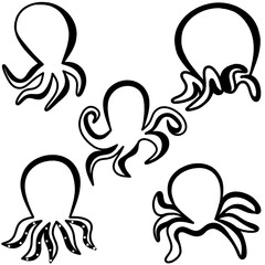 Beautiful hand drawn seafood elements with outline collection and modern line style design.Great for gift-wrap, poster card