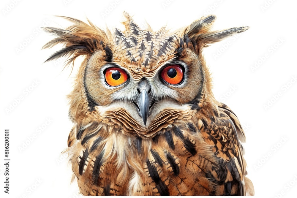 Poster owl isolated on white background. Generated by AI.