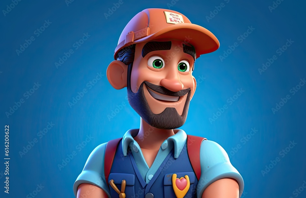 Aufkleber caucasian man janitor charming backdrop with copy space generative ai