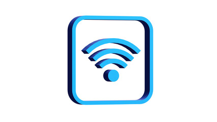 3D BLUE ICON WIFI WEB AND MOBILE ISOLATED ON WHITE. PNG TRANSPARENT BACKGROUND