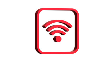 3D RED ICON WIFI WEB AND MOBILE ISOLATED ON WHITE. PNG TRANSPARENT BACKGROUND