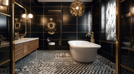 A sumptuous bathroom that exudes glamour and sophistication. Generative AI