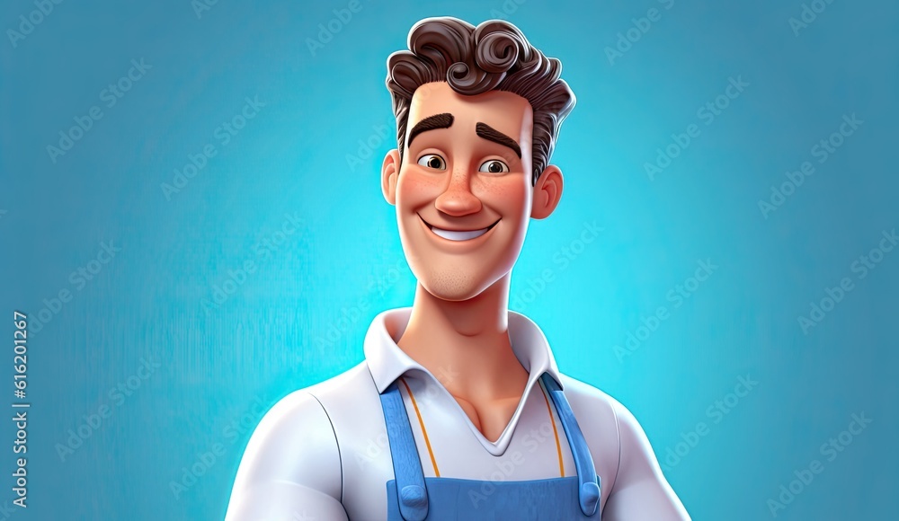 Poster caucasian man maid good looking background with copy space generative ai