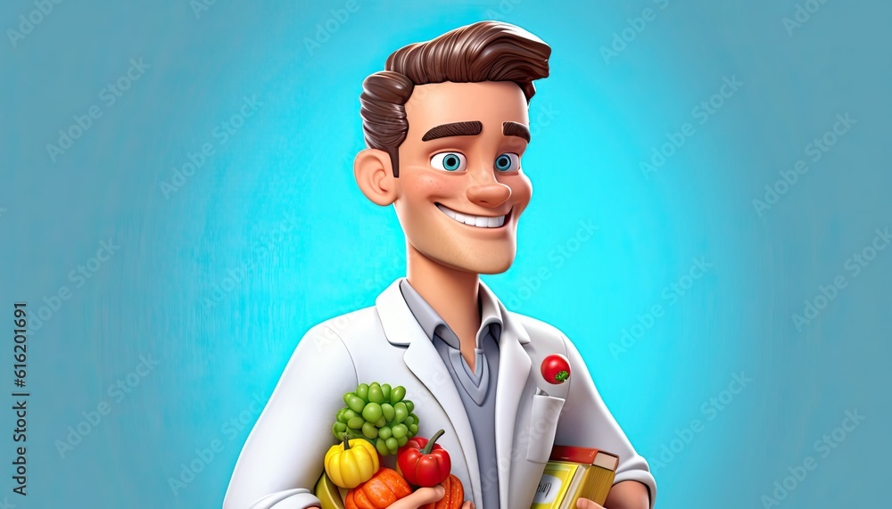 Poster caucasian man nutritionist good looking backdrop with copy space generative ai