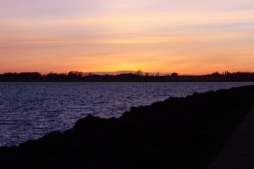 sunset over the river