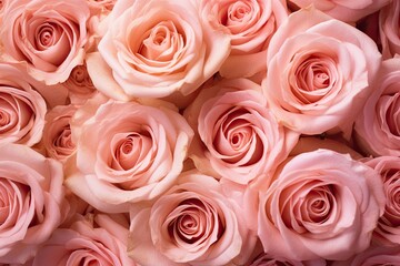 Obraz na płótnie Canvas Pattern of pink roses. Genaretive Ai