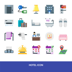 Hotel icon pack in flat style vector
