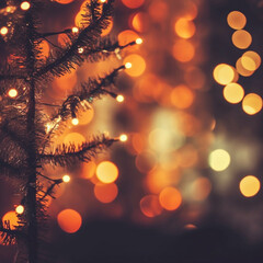 Christmas abstract blur background , light bokeh from Xmas tree at night party in winter, Ai generated art illustration.