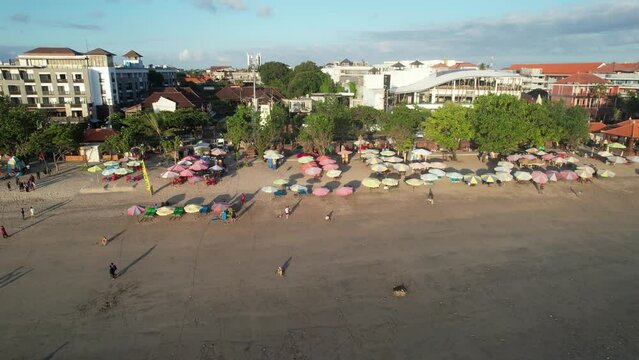 Aerial Bali Kuta Legian Beach during Sunset