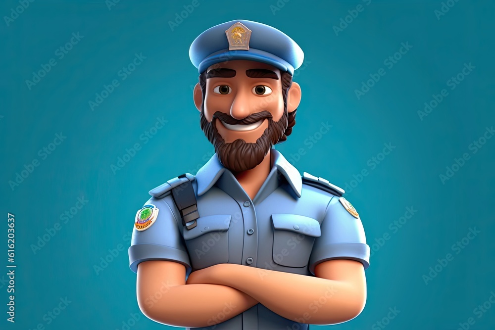 Poster caucasian man security guard charming backdrop with copyspace generative ai