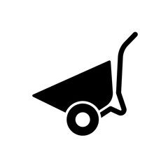 Wheelbarrow cart black glyph icon on white background