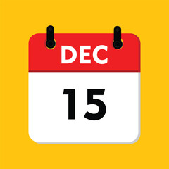 calender icon, 15 december icon with yellow background