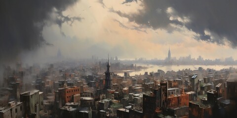 Panorama of an old city (Generative AI)