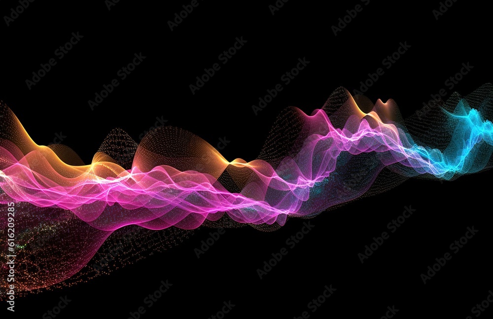 Poster sound waves oscillating with the glow of light, abstract technology background..