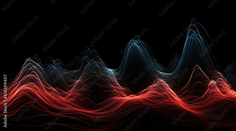 Poster sound waves oscillating with the glow of light, abstract technology background..