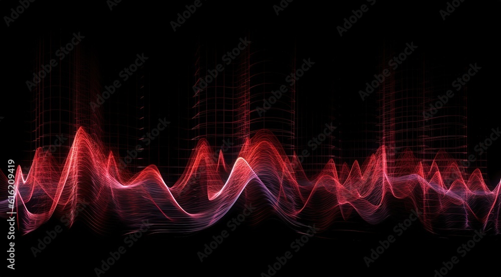 Poster sound waves oscillating with the glow of light, abstract technology background..