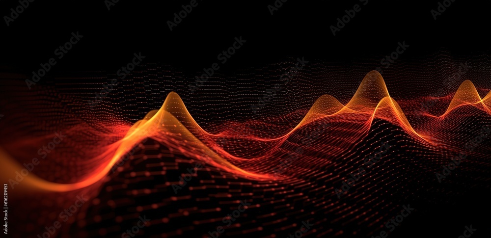 Poster sound waves oscillating with the glow of light, abstract technology background..