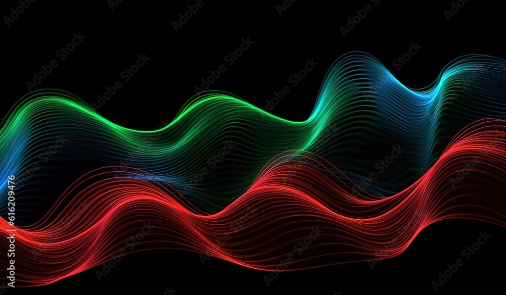 Poster sound waves oscillating with the glow of light, abstract technology background..