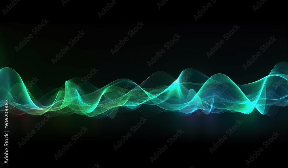 Poster sound waves oscillating with the glow of light, abstract technology background..