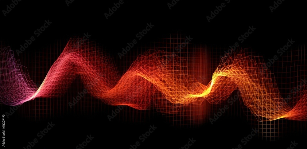 Poster sound waves oscillating with the glow of light, abstract technology background..