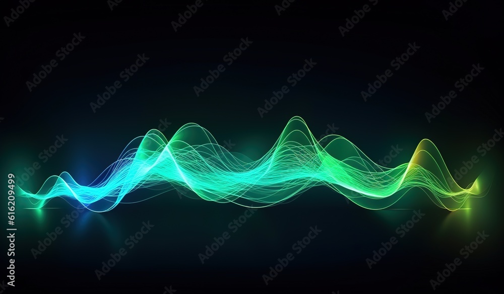Poster sound waves oscillating with the glow of light, abstract technology background..